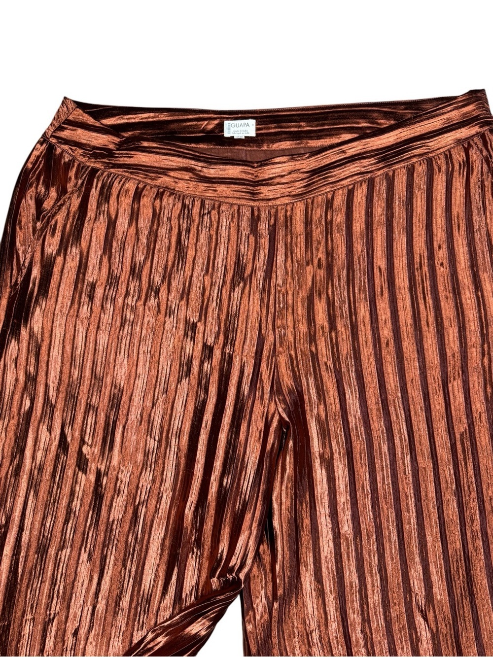 Anthropologie Guapa Naomi Pleated Metallic Pants In Rust Size 2X - Picture 4 of 7